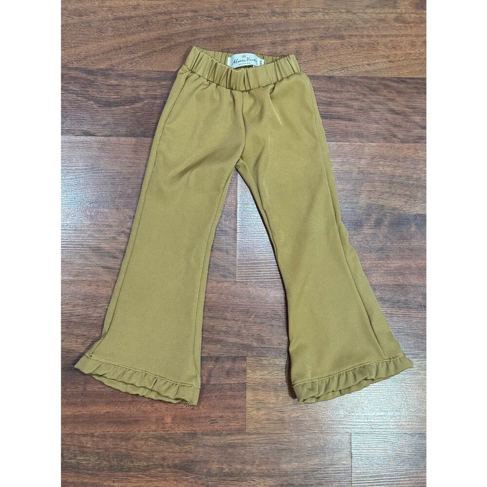 Marie Nicole - Girls' Ruffle-Hem Flare Pants in Khaki Brown